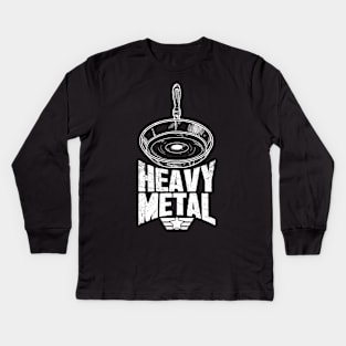 Heavy Metal Cast Iron Cookware Chef Kids Long Sleeve T-Shirt